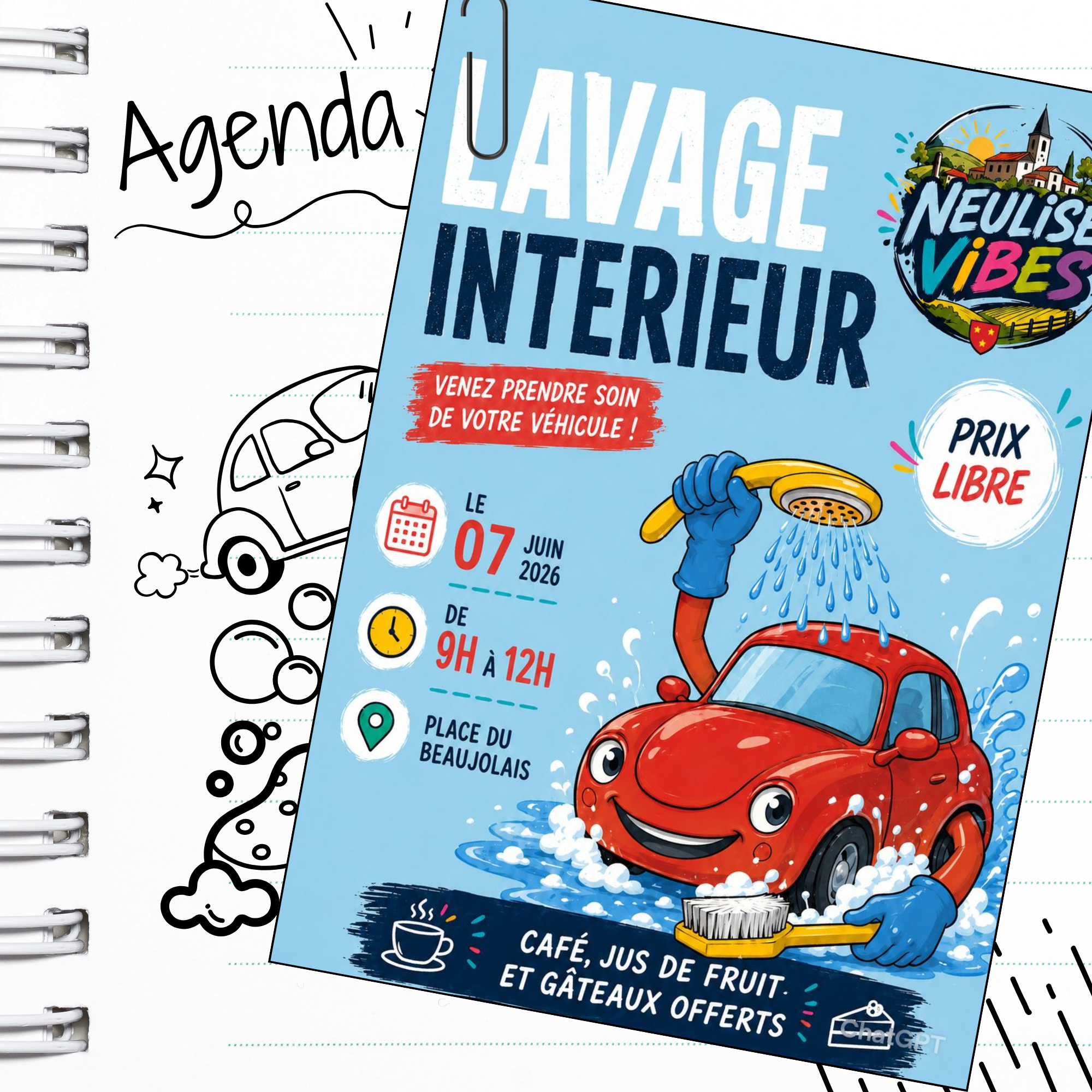 À vos agendas : Lavage intérieur de voiture par Neulise VIBES